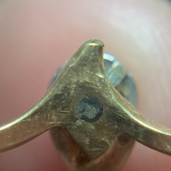 Vintage 14k Gold Teardrop Elevated Illusion Diamond Stackable / Engagement Ring - Picture 10 of 15